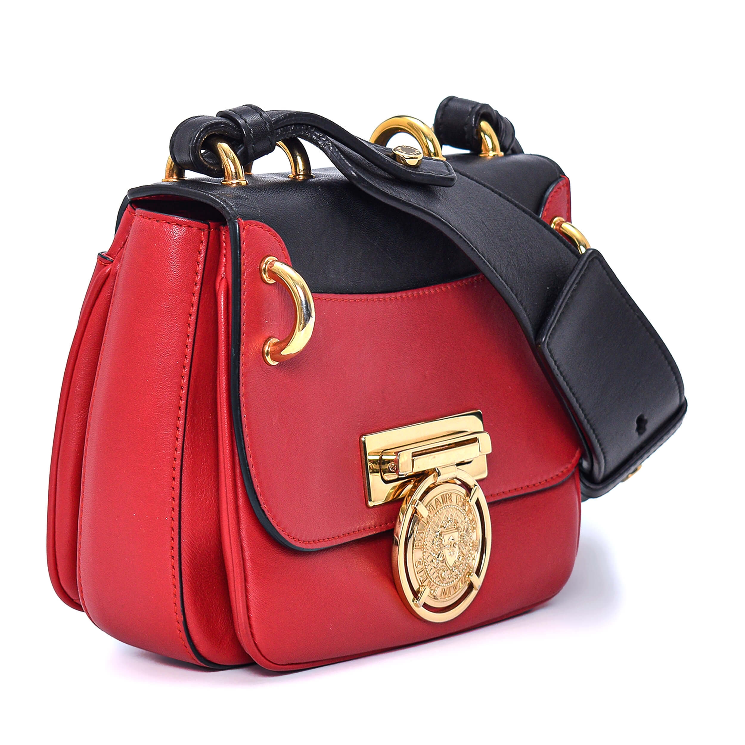 Balmain - Red&Black Leather Renaissance Bag